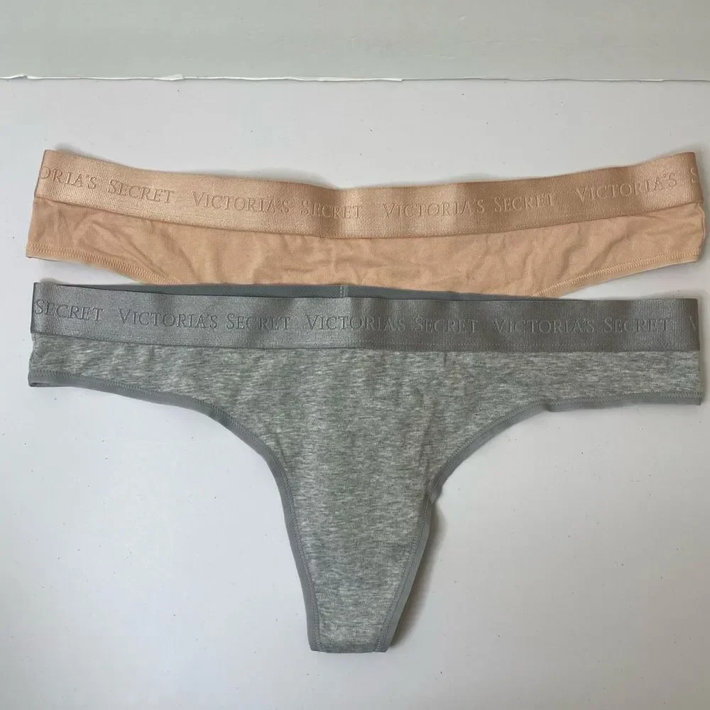New!Bundle of 2|Victoria Secret|Cotton| Thong|XLarge|One Nude|One Grey